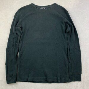 Wings + Horns Mens Shirt Small Black Waffle Knit Crewneck Long Sleeve Thermal